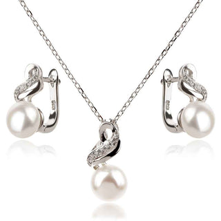 сребърен комплект с перли