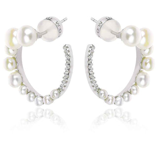 сребърни обеци с перли и цирконии стил APM Monaco