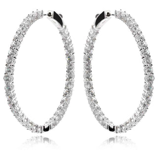 Сребърни обеци - Hoops CZ round