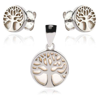 сребърен комплект, дървото на живота, бял седеф