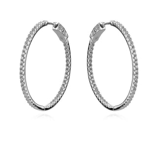 сребърни обеци, цирконий, обеци халки, родиево покритие