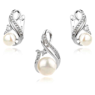 сребърен комплект с перли