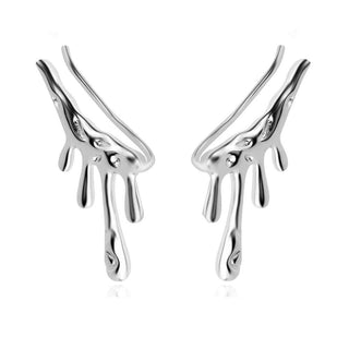 сребърни обеци, без камък, родиево покритие, обеци тип фиба