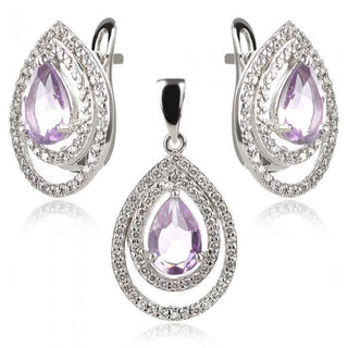 сребърен комплект с аметист капка
