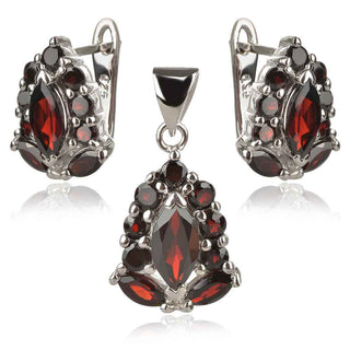 сребърен комплект с гранат