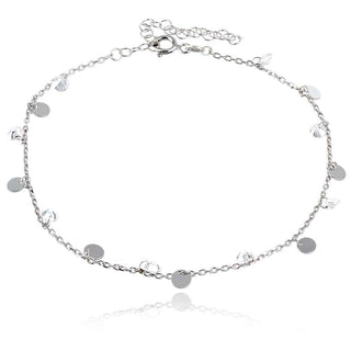 нежна сребърна гривна с монетки и циркони