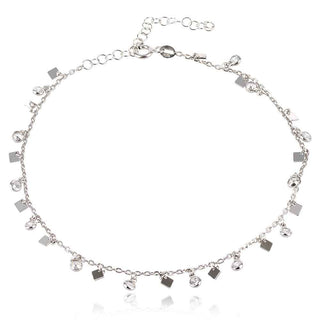 нежна сребърна гривна за глезен с циркони