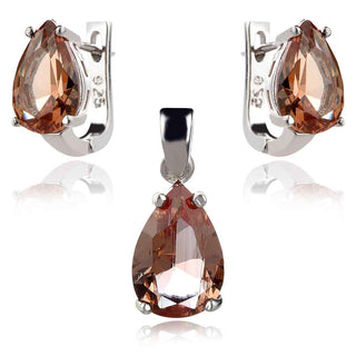 сребърен комплект със султанит капка