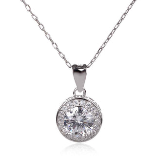 Сребърно колие с фасеторан циркониии рамка от малки цирконии