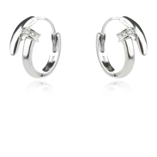 сребърни обеци, пирон, цирконий, родиево покритие, по модел на Cartier,