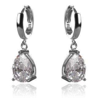 сребърни класически обеци с цирконии капка