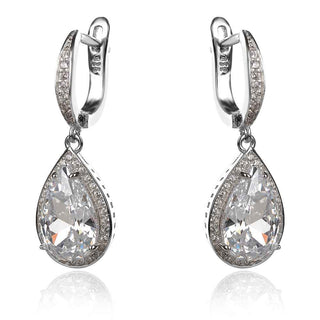 сребърни висящи обеци капка с английско закопчаване