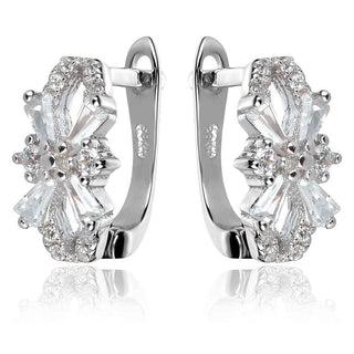 сребърни обеци на английско закопчаване с цирконии