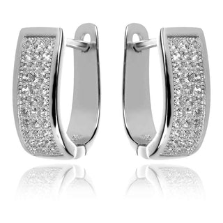 сребърни обеци полухалки на английско закопчаване с цирконии