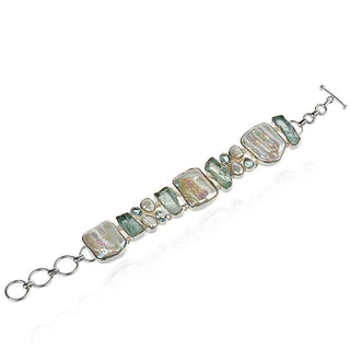 Сребърна гривна - Aquamarine & Pearls