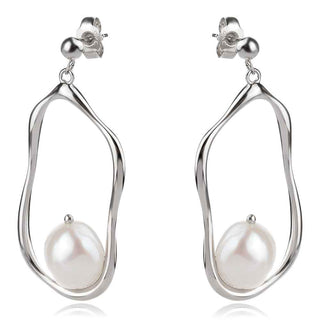 висящи атрактивни обеци, перла Барок, родиево покритие, подходящи за повод