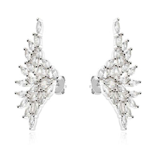 сребърни обеци, цирконий, родиево покритие, подходящи за повод,