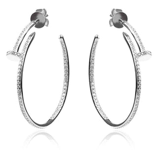Сребърни обици, обеци тип халка , модел "Cartier", silver earrings