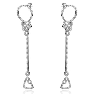 silver earrings with cubic zirconia, сребърни висящи обеци