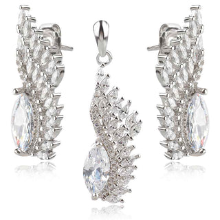 сребърен комплект с циркони маркиза