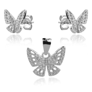 сребърен комплект пеперуди