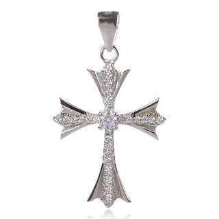православен сребърен кръст с цирконии