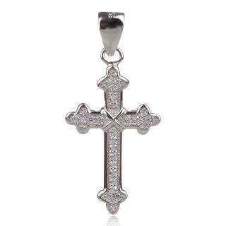 сребърен православен кръст с цирконии, подходящ за кръщене