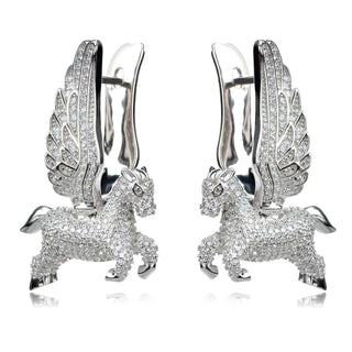 сребърни обеци пегаси с цирконии