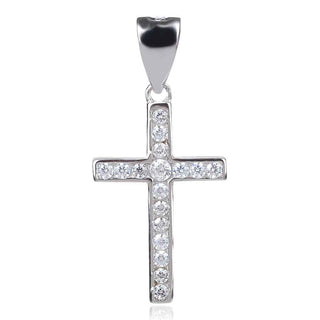 сребърен класически кръст с цирконии