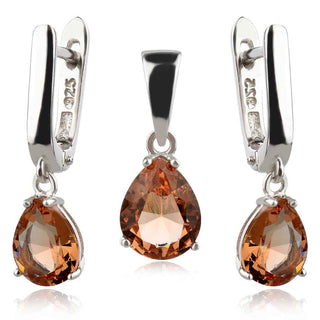 сребърен комплект със султанит капка