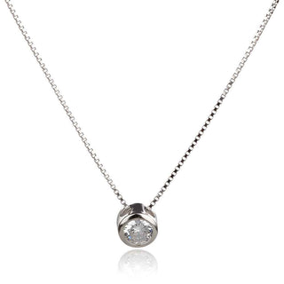 сребърно колие с малко камъче в обков