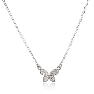 сребърно колие миниатюрна пеперуда с циркони