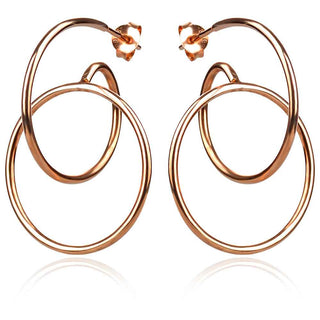 сребърни обеци с розова позлата абстрактна форма от халки