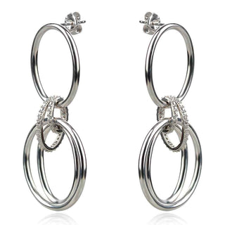 сребърни обеци с различни по диаметър полирани елипси