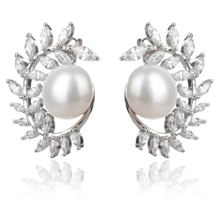 сребърни обеци с перла и циркони