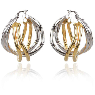 сребърни обеци тип халки с позлата