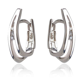 сребърни обеци на английско закопчаване с цирконии