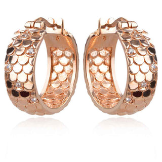 сребърни обеци халки с розова позлата и цирконии