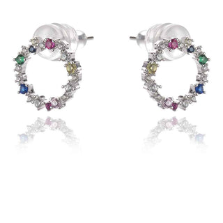 сребърни обеци с цветни циркони