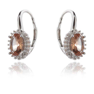 сребърни обеци със султанит елипса и циркони