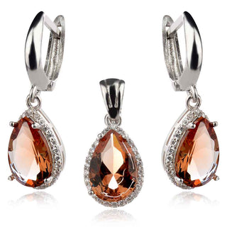 сребърен комплект със султанит капка и циркони