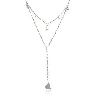 двойно сребърно колие със сърца