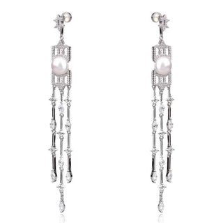 сребърни обеци APM Monaco с перла и цирконии