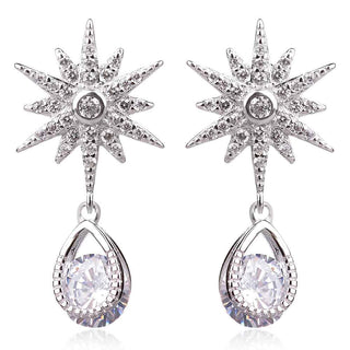 сребърни обеци с цирконии звезда и капка стил APM Monaco