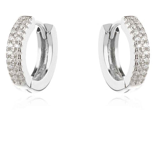 сребърни обеци, обеци тип халки, цирконий, родиево покритие,