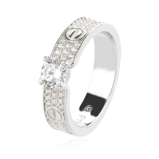 сребърен пръстен, по модел на Cartier, цирконий, родиево покритие,