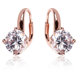 сребърни обеци с розова позлата и цирконий