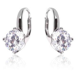 сребърни обеци с кръгъл цирконий