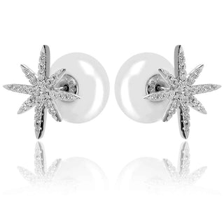 Сребърни обеци звезда и перла стил APM Monaco