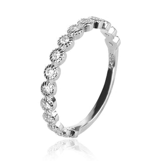 сребърен пръстен тип халка с цирконии